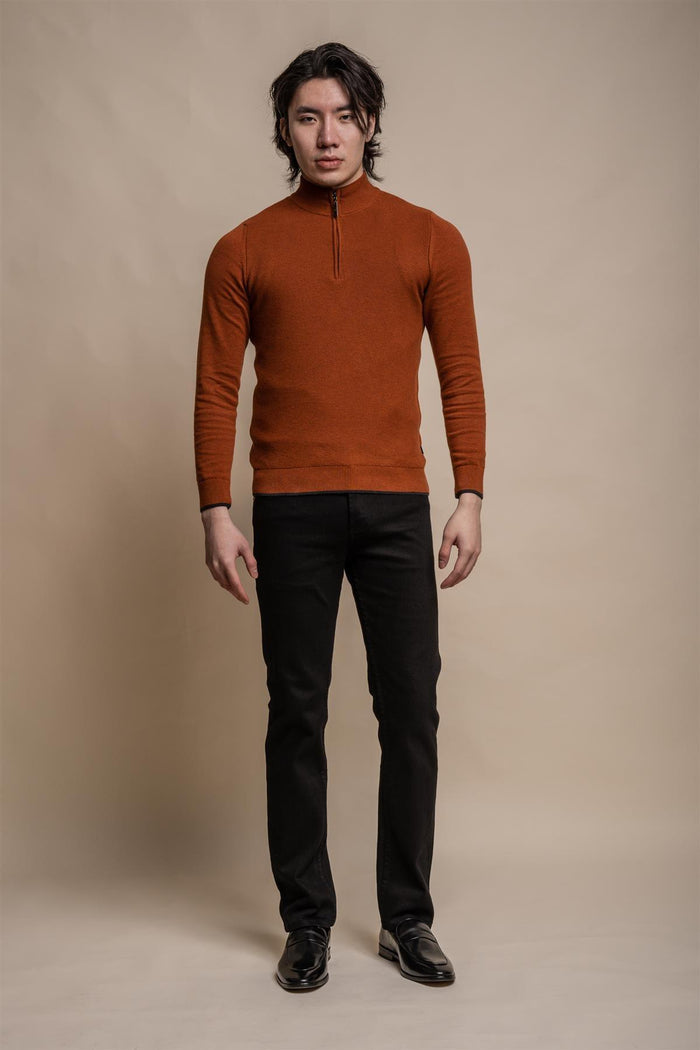 Kyle rustic half zip knitwear front