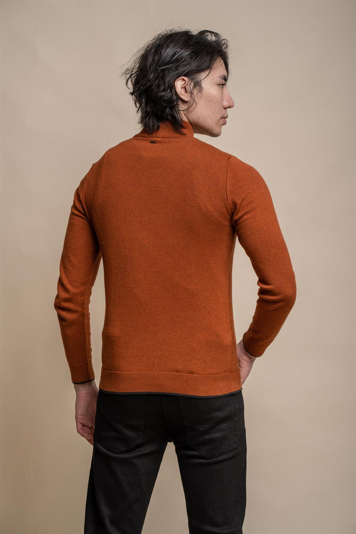 Kyle rustic half zip knitwear back