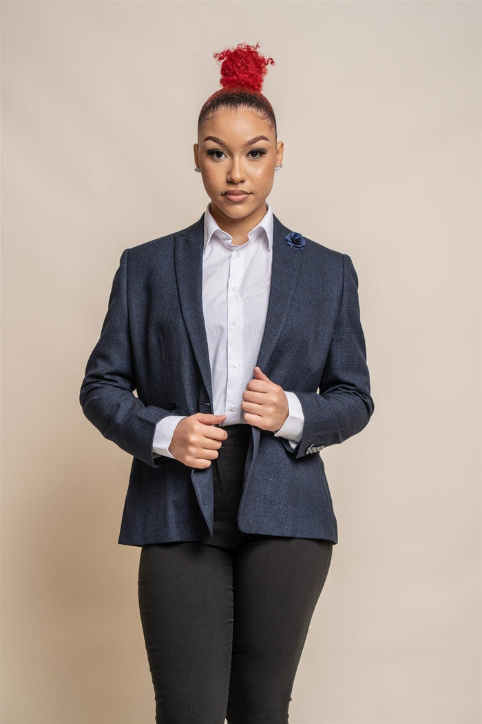 Caridi navy ladies blazer front