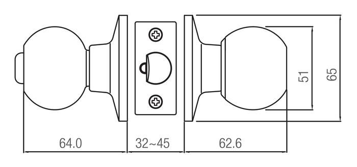 Lane Bala Entrance Knob Door Handle Set On Round Rosette Satin Stainless Steel