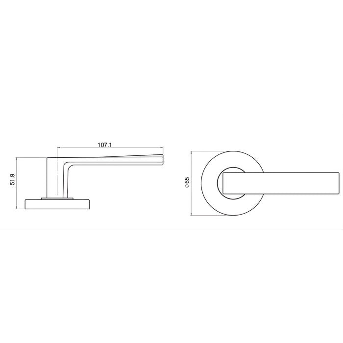 Line Drawing Lane Oxford Passage Lever Door Handle Set On Round Rosette Matte Black L984790 - The Blue Space