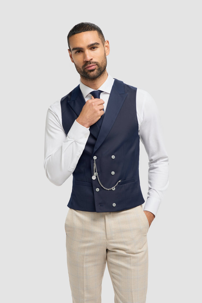Lennox Navy Double Breasted Waistcoat