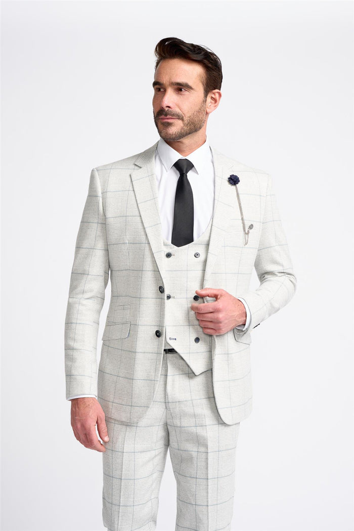 Light Grey Check Blazer - House of Cavani