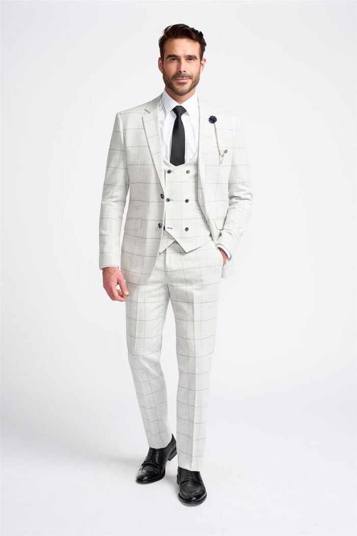 Light Grey Check Blazer - House of Cavani