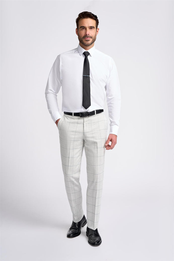 Light Grey Check Trousers - House of Cavani