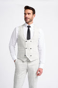 Light Grey Check Waistcoat - House of Cavani