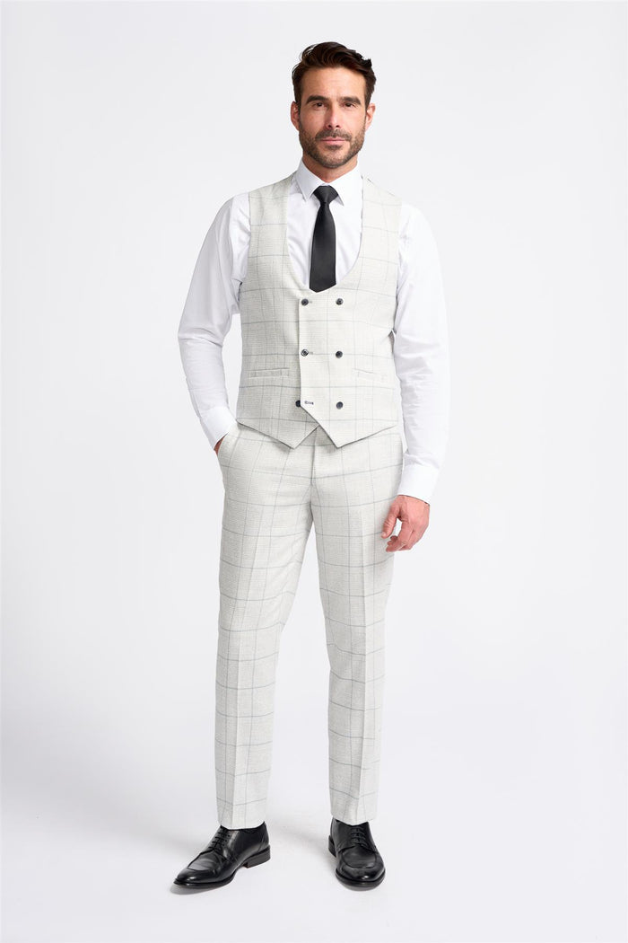 Light Grey Check Waistcoat - House of Cavani