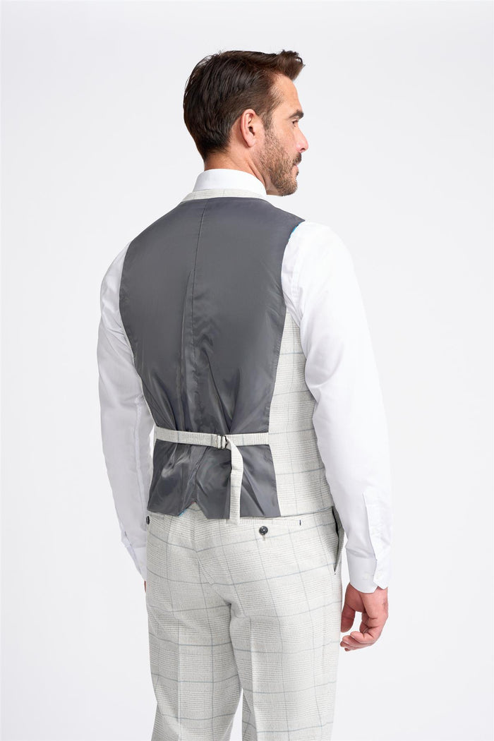 Light Grey Check Waistcoat - House of Cavani