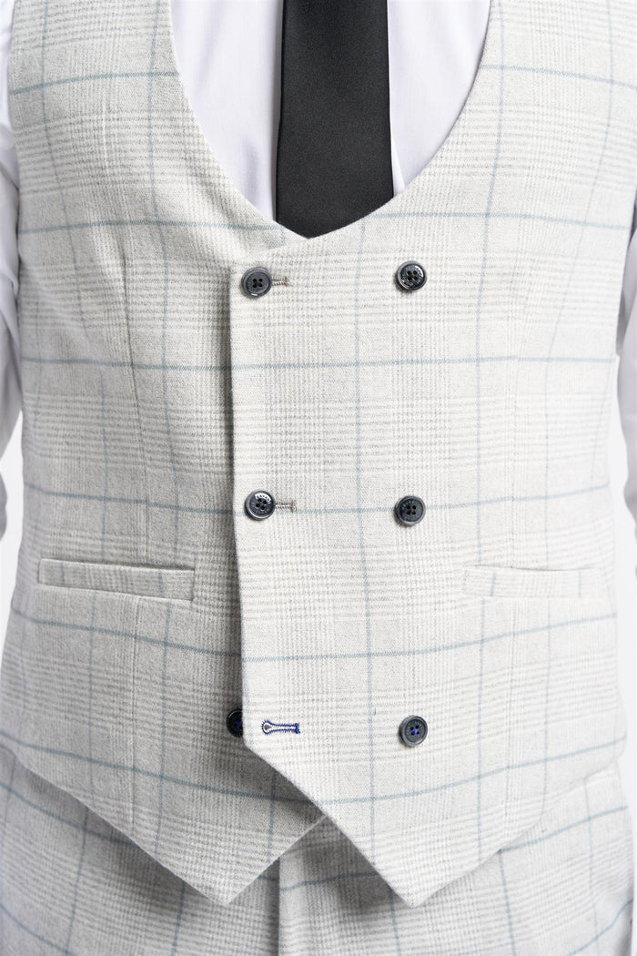 Light Grey Check Waistcoat - House of Cavani