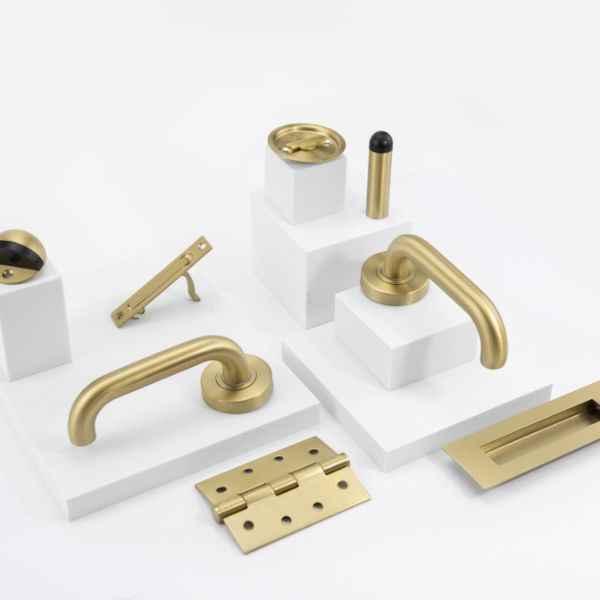 Lockwood Vivid V2 Dummy Lever Handle Round Rose Satin Brass | The Blue Space