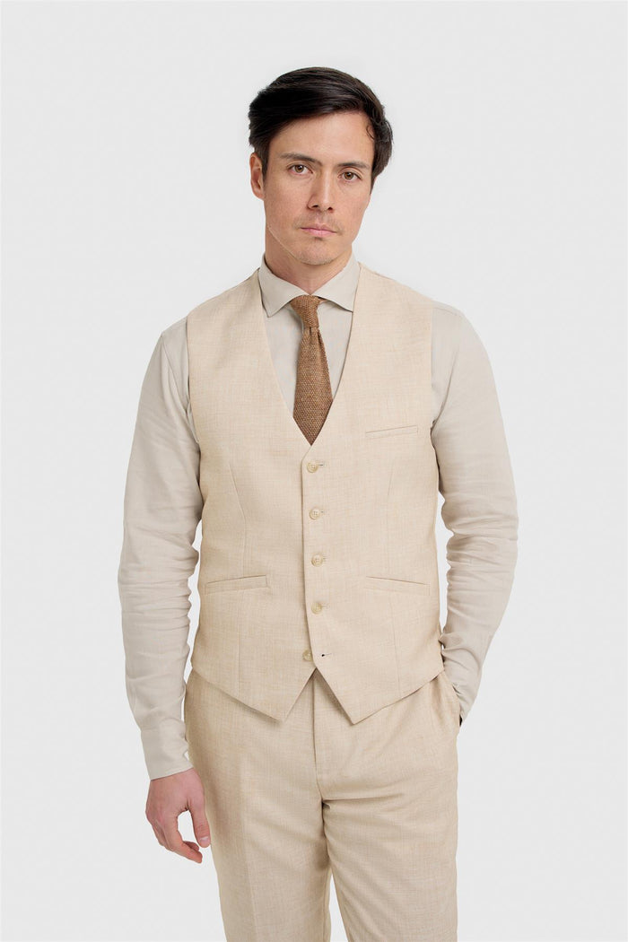 Malibu Beige Waistcoat - House of Cavani
