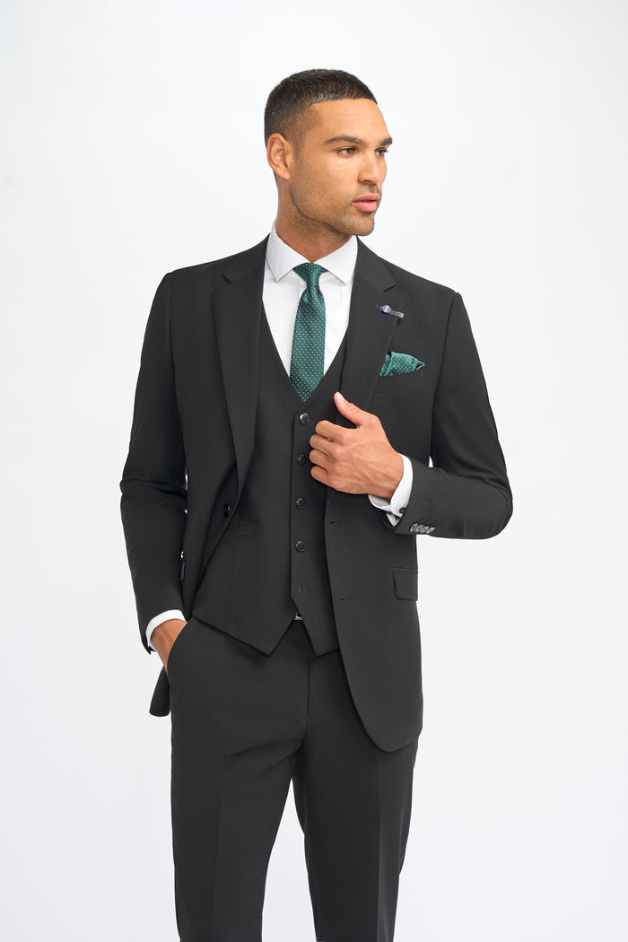 Malibu Black Three Piece Suit - House of Cavani