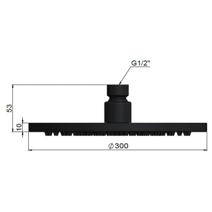 Technical Drawing Meir Round Shower Rose 300mm Lustre Bronze MH06N-PVDBZ - The Blue Space