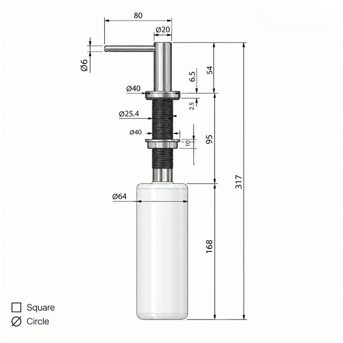Line Drawing Meir Round Soap Dispenser - Lustre Bronze  MP09-PVDBZ - The Blue Space