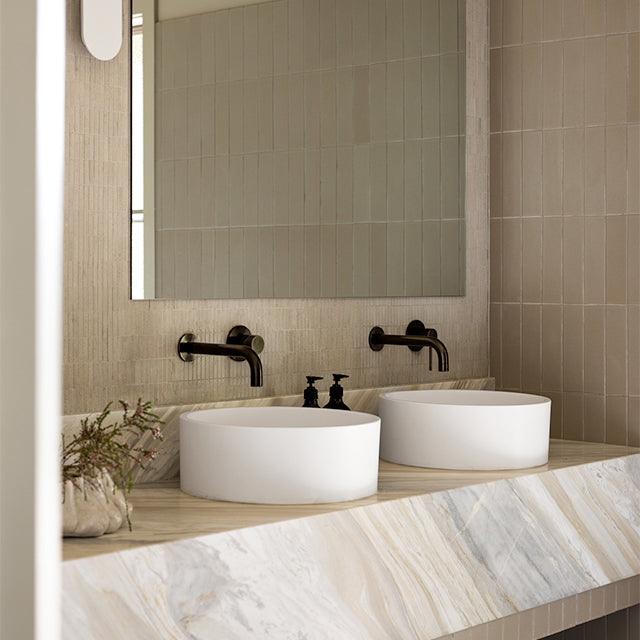Meir shadow tapware | Carrajung Estate, Build Her Collective x The Blue Space Bathroom collaboration