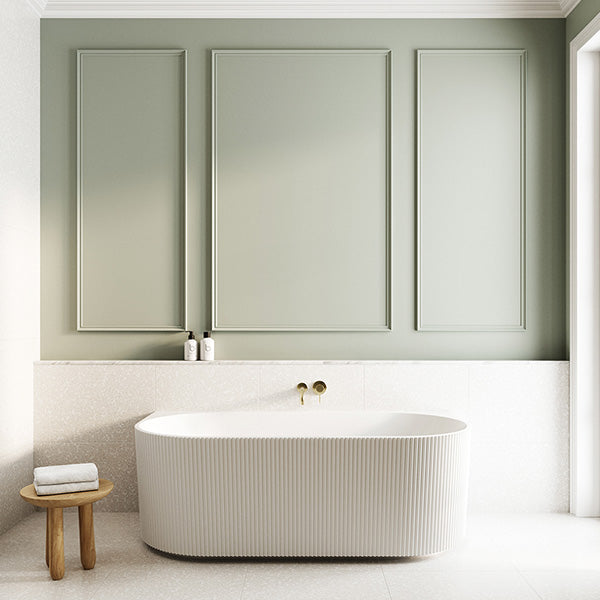 Meir Round Curved Spout 200mm Tiger Bronze with Baö Fluted Back to Wall Bath - The Blue Space