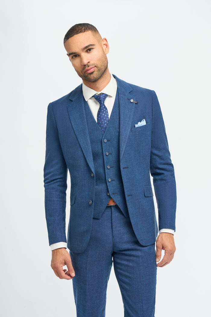 Miami Blue Slim Fit Blazer - House of Cavani