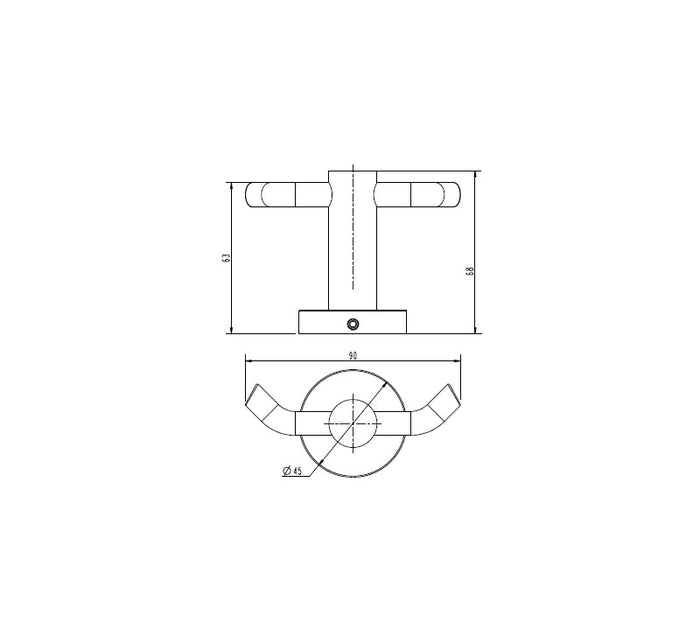 Technical Drawing: Mirage Robe Hook Double Matte Black