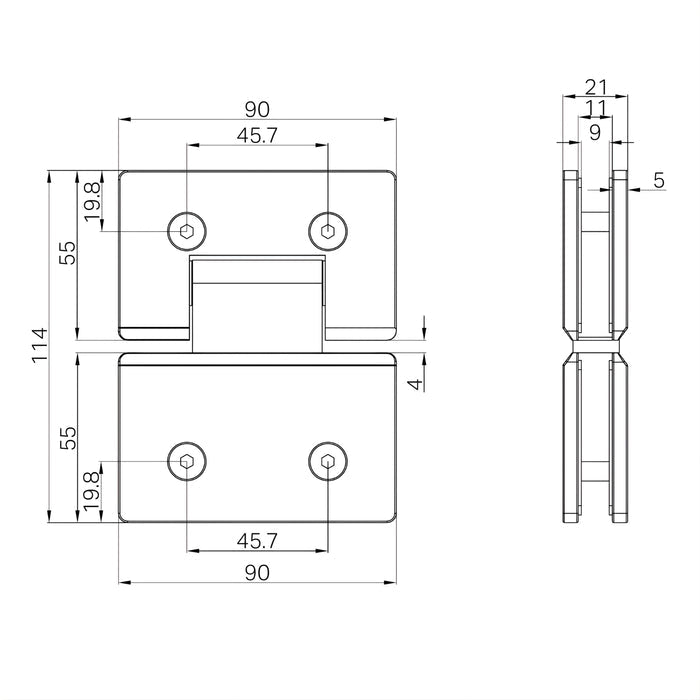 Line Drawing Nero 180 Degree Glass to Glass Shower Hinge Brushed Gold NRSH102ABG - The Blue Space