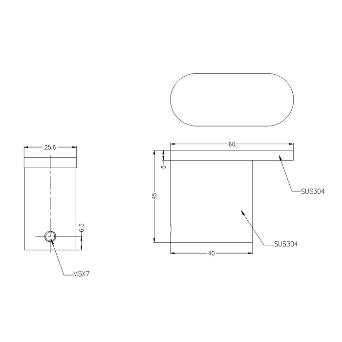 Technical Drawing: Nero Bianca Robe Hook Chrome