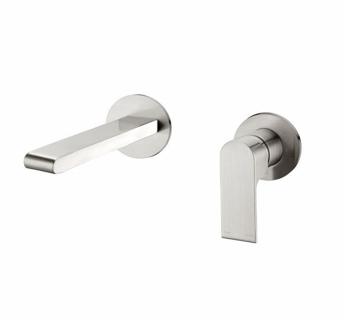 Nero Bianca Wall Basin Mixer Separate Back Plate Brushed Nickel | The Blue Space
