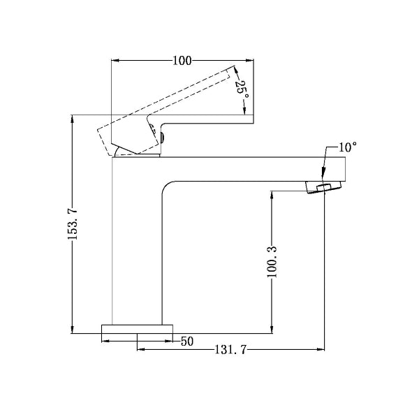 Technical Drawing: Nero Ecco Basin Mixer Matte Black