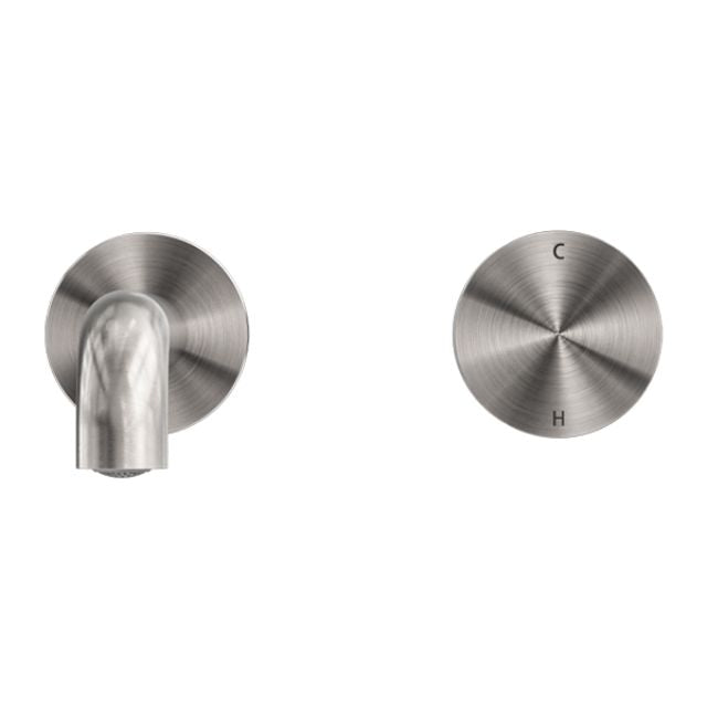 Front Nero Kara Progressive Wall Basin/Bath Set 160mm Brushed Nickel NR271907A160BN - The Blue Space