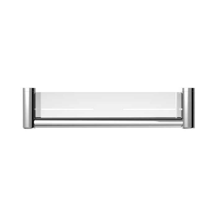 Side View Nero Mecca Care 25mm Grab Rail With Shelf 450mm Chrome NRCR2518CCH - The Blue Space