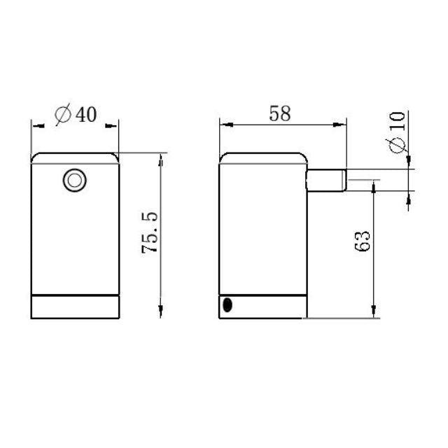 Technical Drawing Nero Mecca Care 25mm Wall Hook Chrome NRCR2582CH - The Blue Space