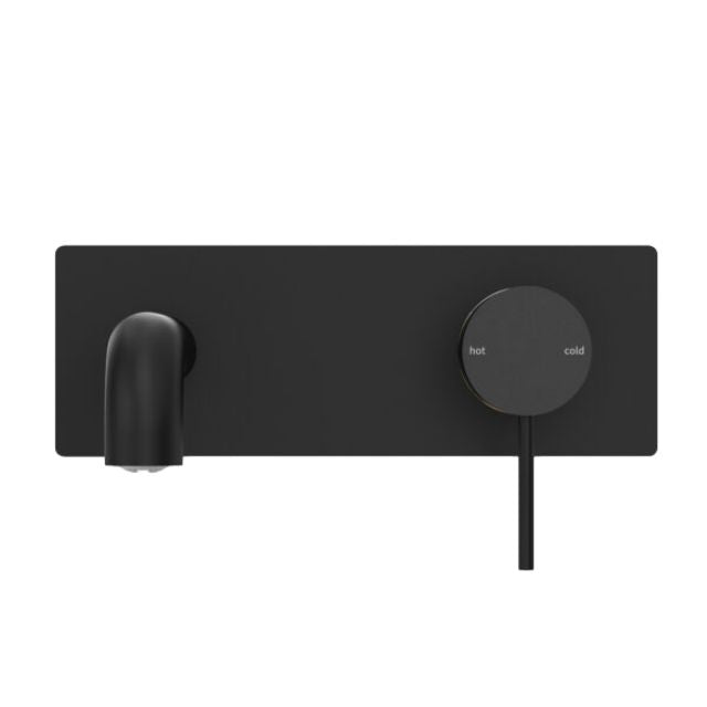 Front View Nero Mecca Wall Basin Mixer 120mm Spout Matte Black - NR221910a120MB - The Blue Space