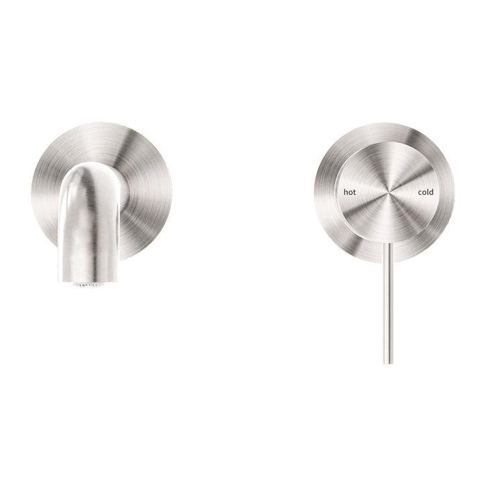 Front Nero Mecca Wall Basin/Bath Mixer Separate Back Plate 160mm Brushed Nickel NR221910C160BN - The Blue Space