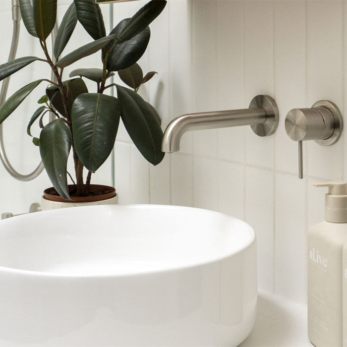 Lifestyle 4 Nero Mecca Wall Basin/Bath Mixer Separate Back Plate 160mm Brushed Nickel NR221910C160BN - The Blue Space
