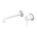 Nero Mecca Wall Basin Mixer Separate Backplate 185mm Spout Matte White - NR221910C185MW - The Blue Space