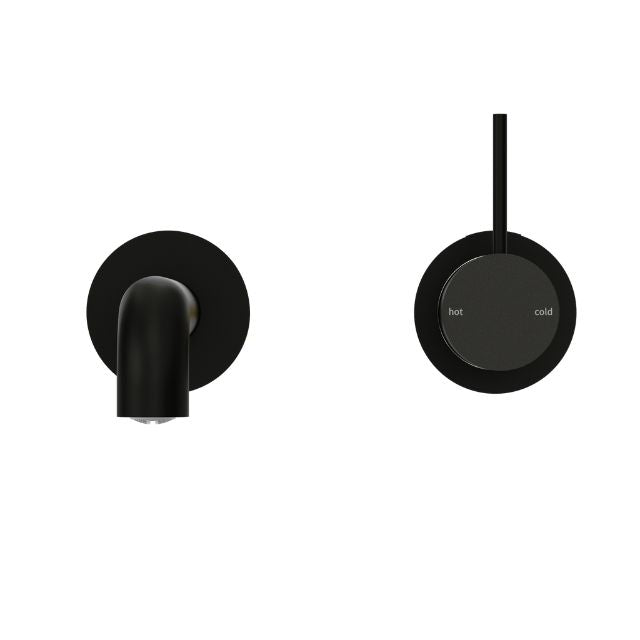 Buy Nero Mecca Wall Basin Mixer Separate Backplate with Handle Up Wall Mixer and 260mm Spout - Matte Black - NR221910D260MB - The Blue Space