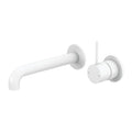 Nero Mecca Wall Basin Mixer Separate Backplate with Handle Up Wall Mixer and 260mm Spout - Matte White  - NR221910D260MW - The Blue Space