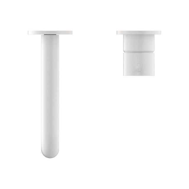 Buy Now Nero Mecca Wall Basin Mixer Separate Backplate with Handle Up Wall Mixer and 260mm Spout - Matte White  - NR221910D260MW - The Blue Space