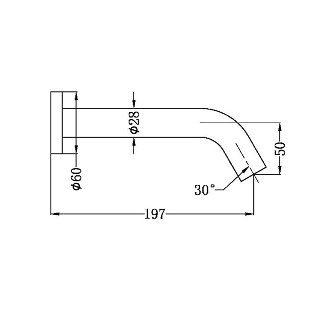 nero mecca wall mount sensor taps brushed gold technical drawing | the blue space