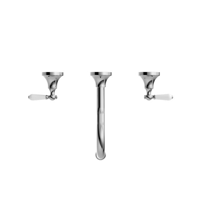 Buy Online Nero York Wall Basin Set With White Porcelain Lever Chrome NR692107a01CH - The Blue Space