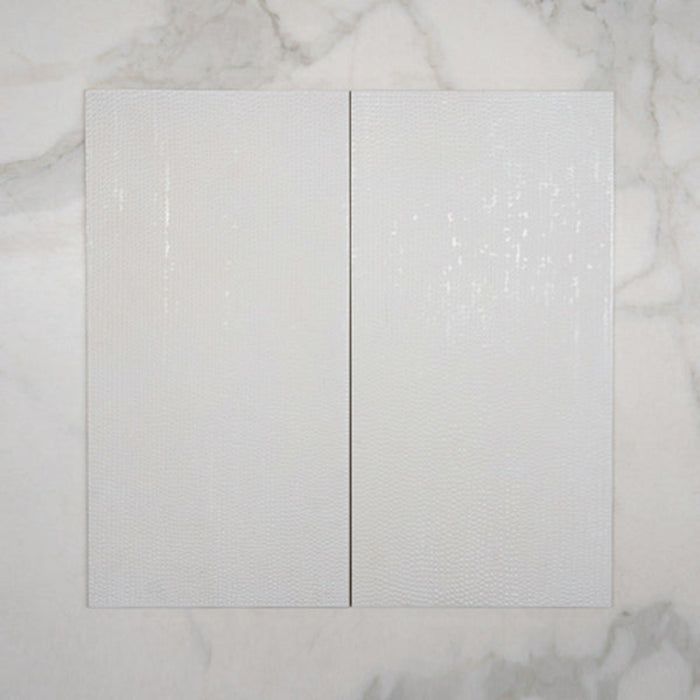 Double No Hand Off White Olivia Decor Tile 300 x 600 x 10mm Italian Porcelain 36MATDEPL - The Blue Space