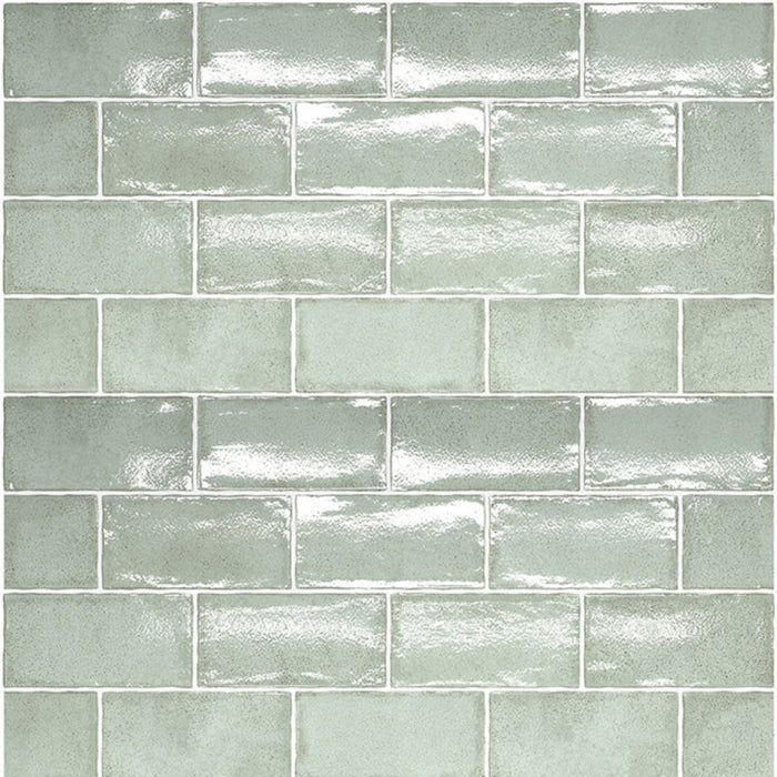 Looks Pale Green Dianna Hand Made Subway Tile 75 x 150 x 9mm Spanish Ceramic  | The Blue Space