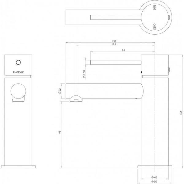 Phoenix Vivid Slimline Basin Mixer Chrome