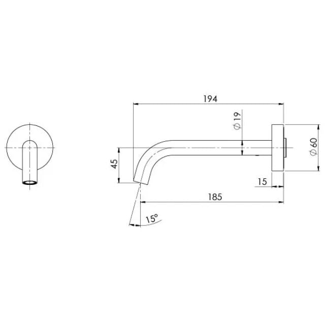 Phoenix Vivid Slimline Plus Wall Basin / Bath Outlet 180mm - Brushed Carbon