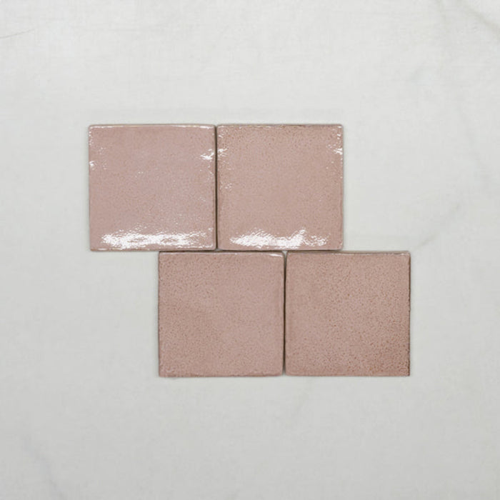 Pattern No Hand Pink Dianna Zellige Tile 100 x 100 x 9mm Spanish Ceramic  - The Blue Space