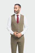 Sage Tweed Check Waistcoat - House of Cavani