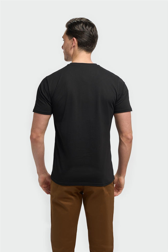 Sanchez Black Pure Cotton Stretch Fit Crew Neck T-Shirt