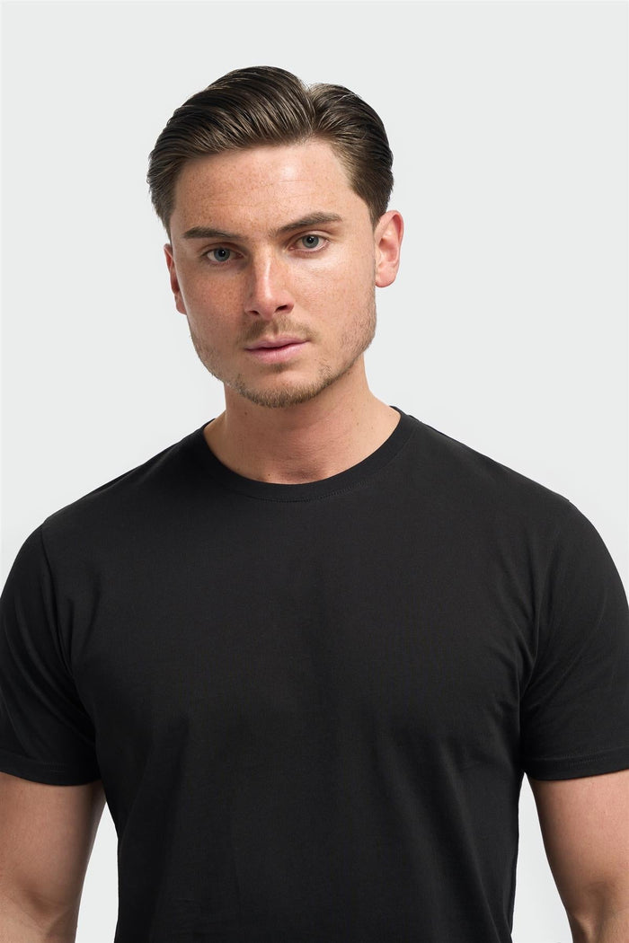 Sanchez Black Pure Cotton Stretch Fit Crew Neck T-Shirt
