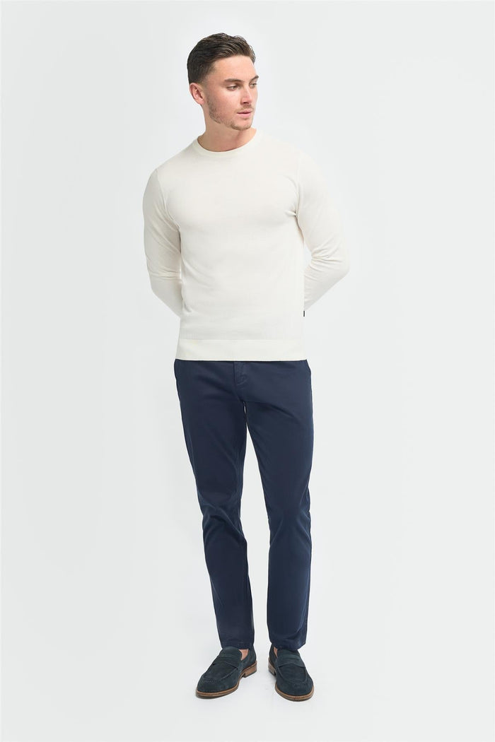 Savio Ecru Lightweight Crew Neck Jumper