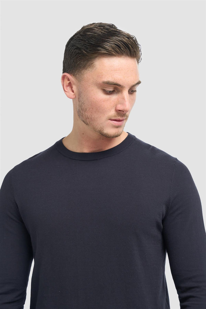 Savio Navy Lightweight Crew Neck Jumper