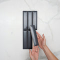 Looks With Hand Sunset Iron Grey Satin Dune Ceramic Tile 50x200mm  PEQGYD520 - The Blue Space