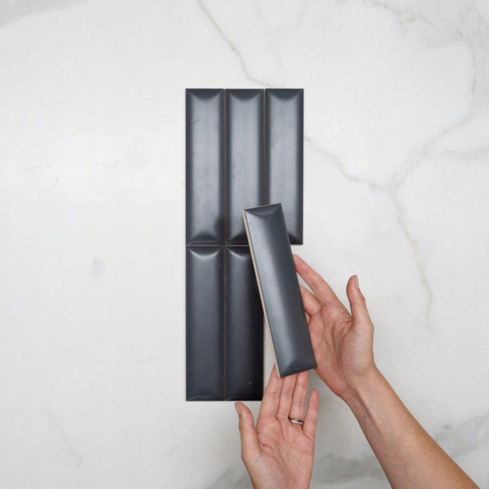 Looks With Hand Sunset Iron Grey Satin Dune Ceramic Tile 50x200mm  PEQGYD520 - The Blue Space